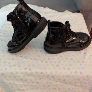 Kids Black Patent Leather Boots Toddler Size 7